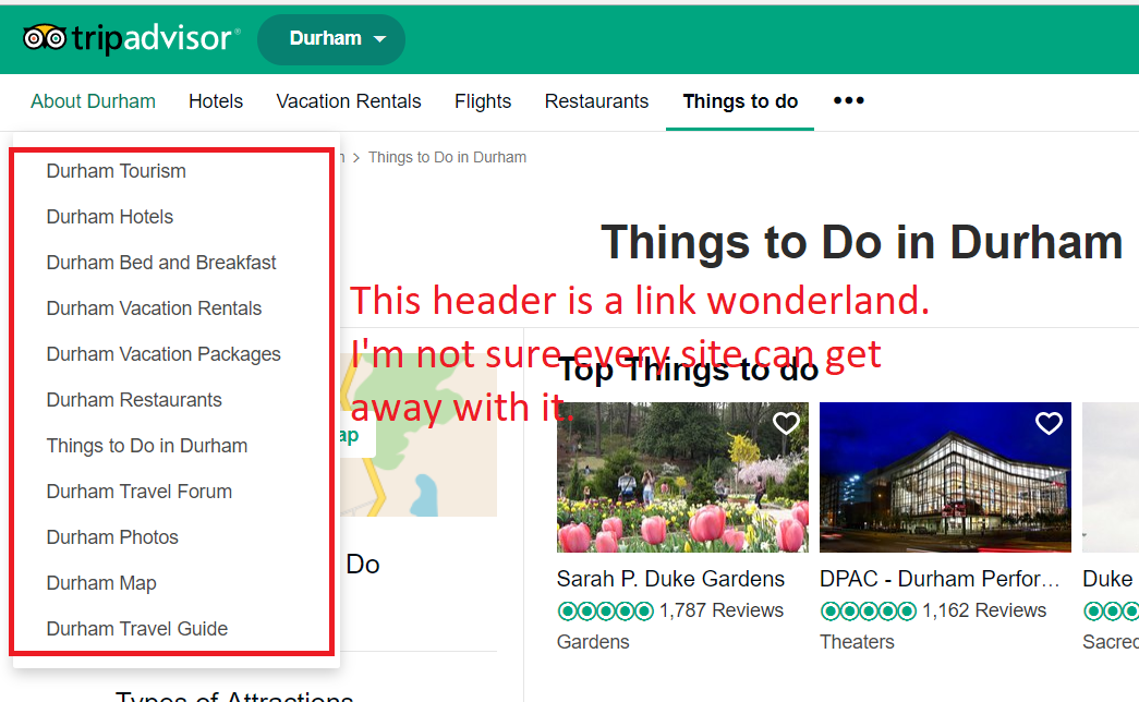 How TripAdvisor links related content